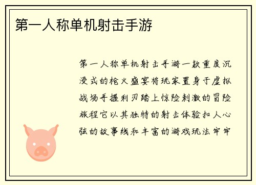 第一人称单机射击手游