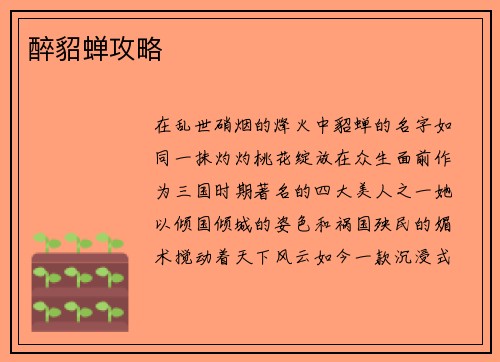醉貂蝉攻略